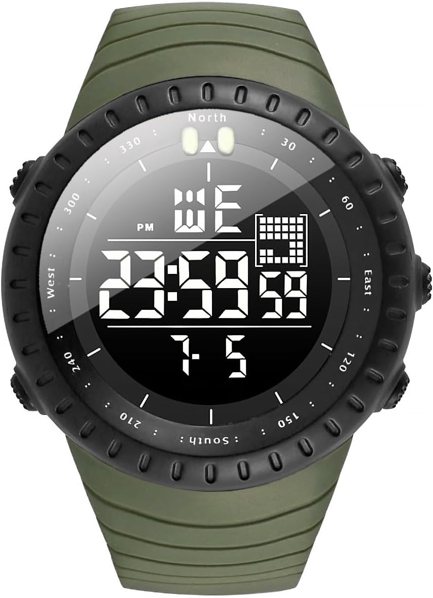 KXAITO Men's Watches Sports Outdoor Waterproof Military Digital Watch Date Multi Function Tactics LED Face Alarm Stopwatch for Men 6256