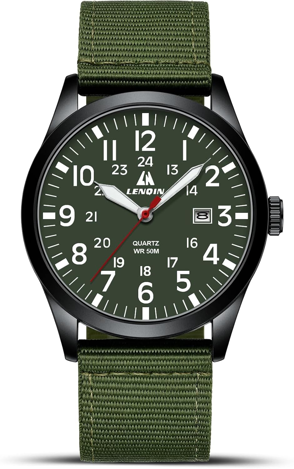 LN LENQIN Mens Watches Military Sport Analog Quartz Watch for Men | Nylon Strap Stylish Luminous Fashion 3ATM Waterproof Army Tactical Casual Wristwatch Unisex Watch for Men With Date