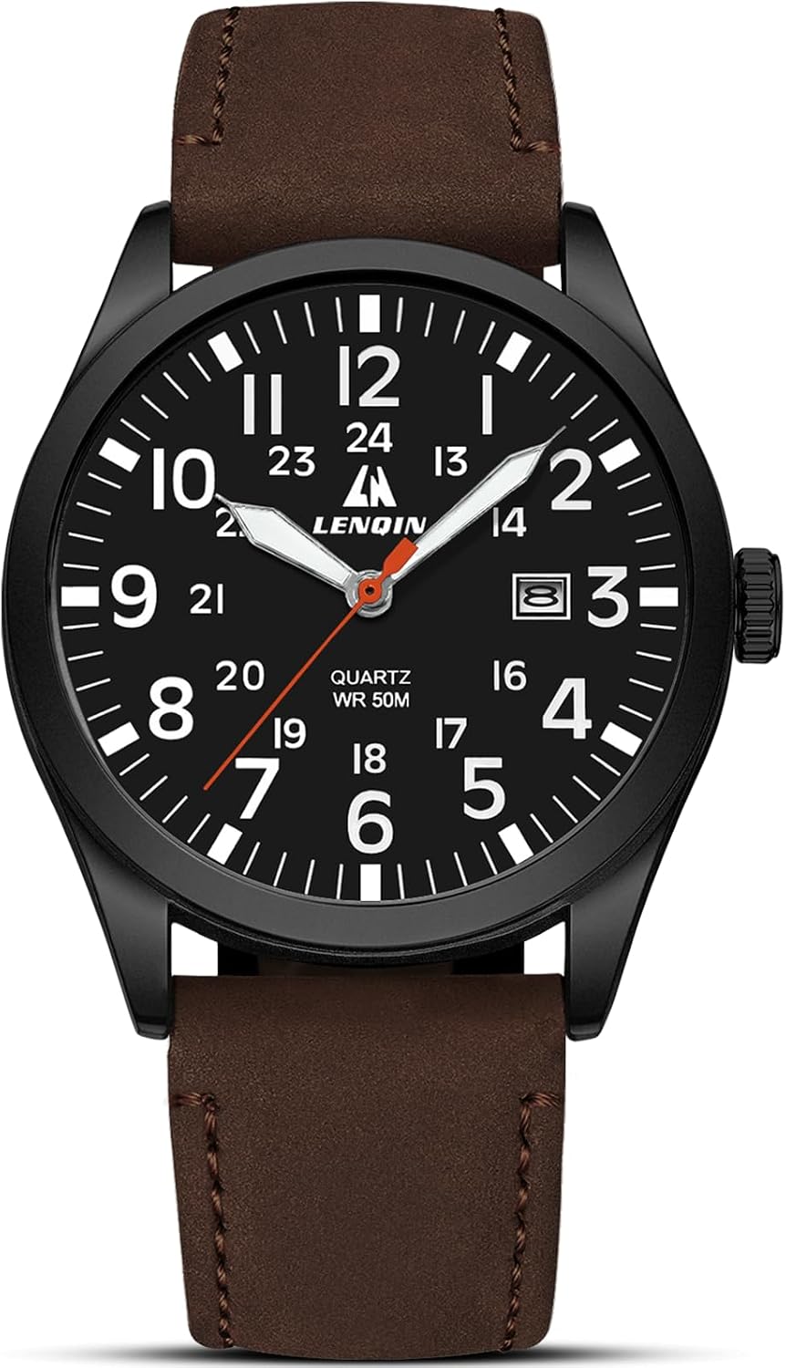 LN LENQIN Mens Watches Military Sport Analog Quartz Watch for Men | Nylon Strap Stylish Luminous Fashion 3ATM Waterproof Army Tactical Casual Wristwatch Unisex Watch for Men With Date