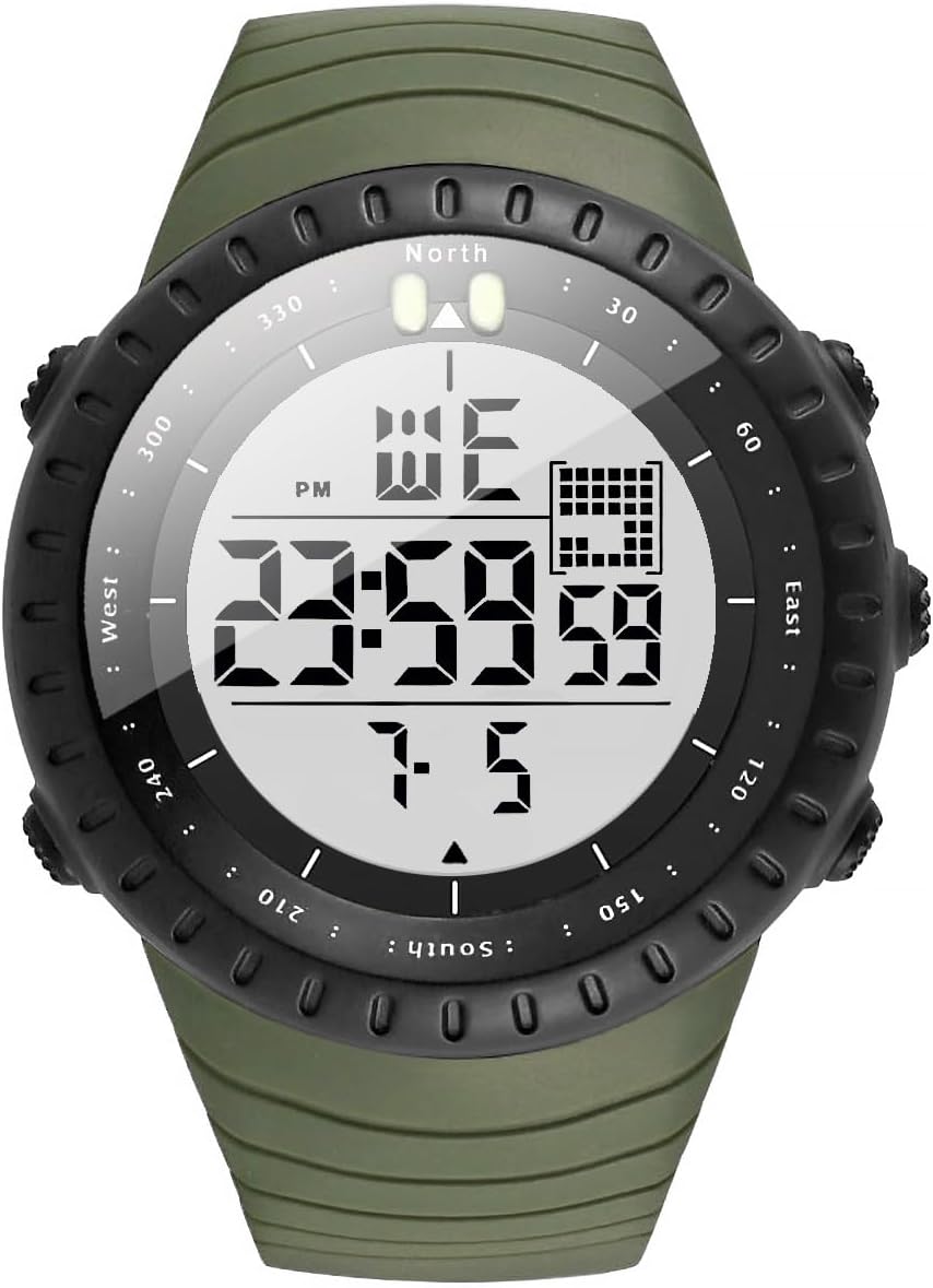 KXAITO Men's Watches Sports Outdoor Waterproof Military Digital Watch Date Multi Function Tactics LED Face Alarm Stopwatch for Men 6256